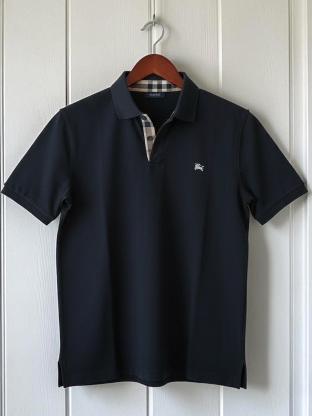 Burberry London Men’s Navy Blue XXL Tartan Plaid Polo